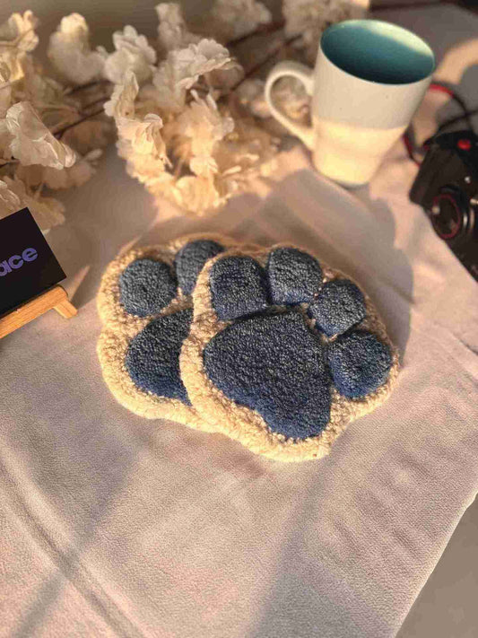 Blue Paw Hand Tufted Coasters