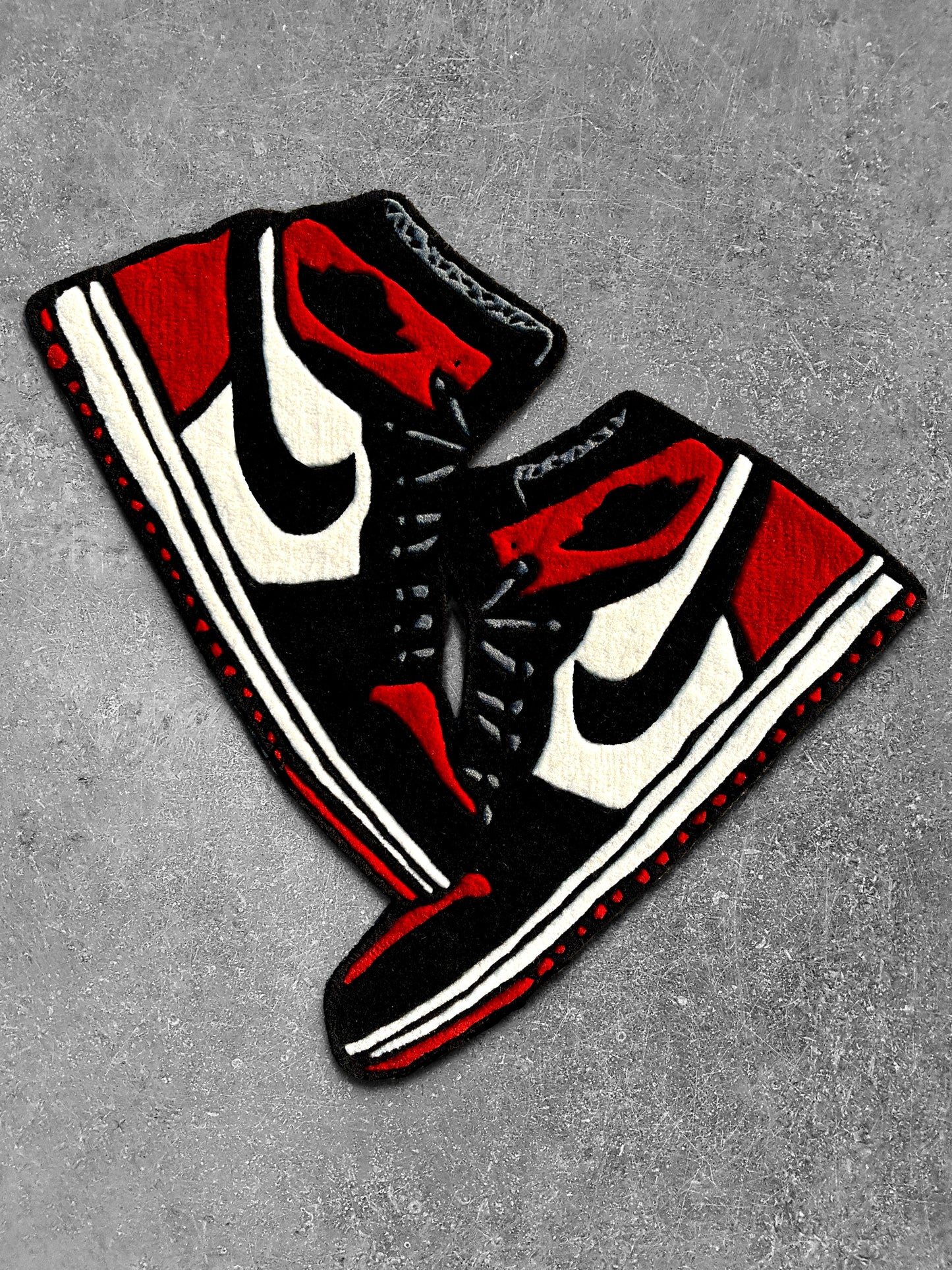 AJ1 High Bred Toe Sneakers Hanging Custom Rug by Tuftplace