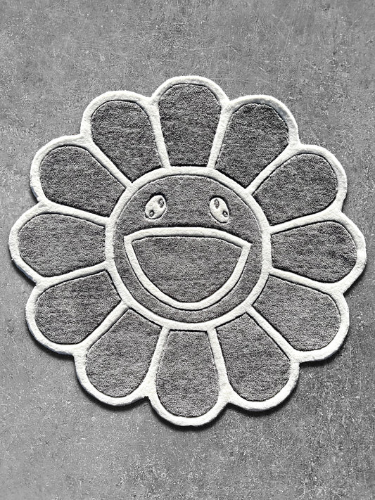 Grey Hypebeast Flower Custom Rug by Tuftplace