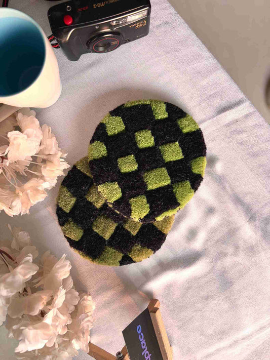 Green Abstract Tufted Coasters