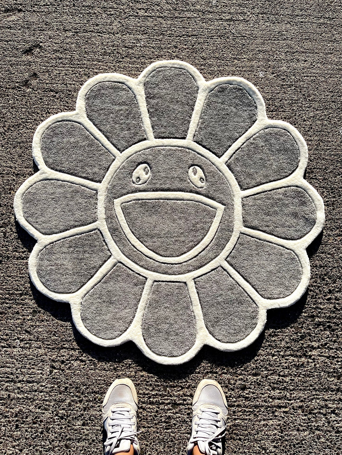 Grey Hypebeast Flower Custom Rug by Tuftplace