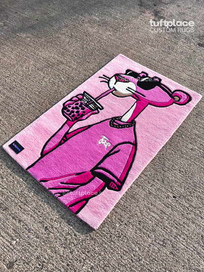 Panther Sippin' Boba Custom Rug by Tuftplace