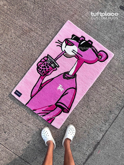 Panther Sippin' Boba Custom Rug by Tuftplace