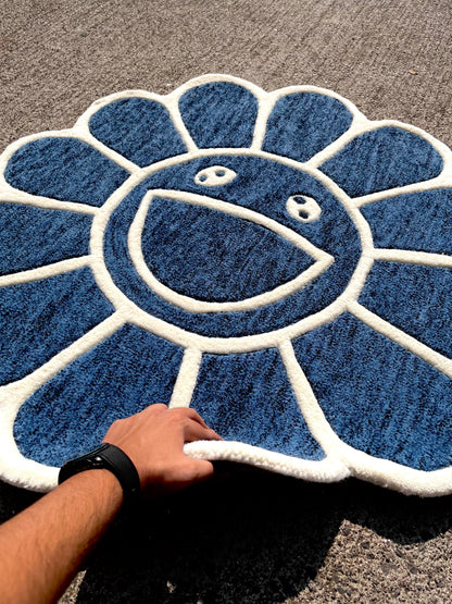 Blue Hypebeast Flower Custom Rug by Tuftplace