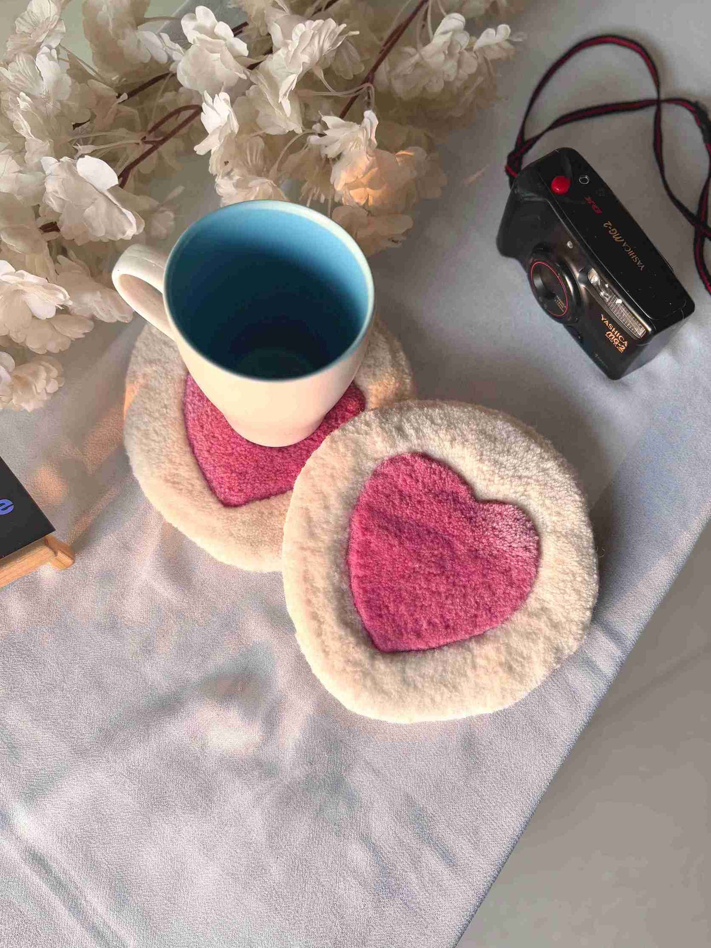 Pink Heart Tufted Coasters